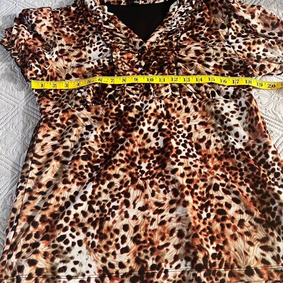 Elementz Women's Animal Print‎ Brown Blouse Top Size L - Picture 4 of 5